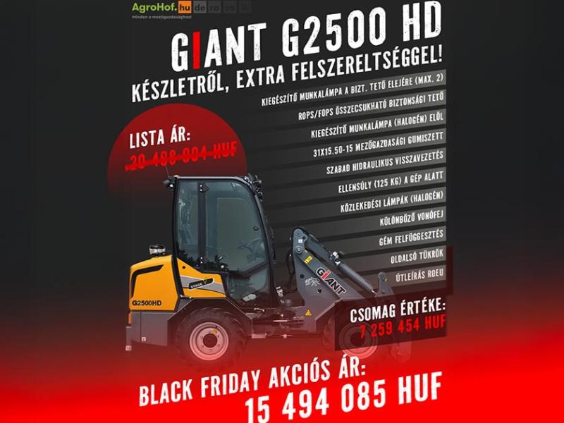 AGROHOF BLACK FRIDAY AKCIÓ! Homlokrakodó, önjáró, mini gumikerekes rakodógép 26 LE (max 1750kg) / Giant G2500 HD (demo)