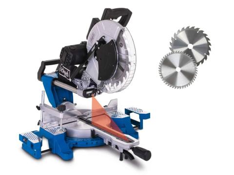 Húzó,  Fejező,  Gérvágó lézeres fűrész,  305 mm,  2000 W,  +2 db fűrészlap * Scheppach HM140L * Húzó,  Fejező,  Gérvágó lézeres fűrész,  305 mm,  2000 W,  +2 db fűrészlap * Scheppach HM140L *