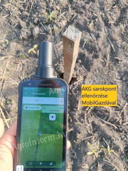 GPS RTK kézi készülék területméréshez,  sarokpontok kitűzéséhez és akg területek ellenőrzéséhez
