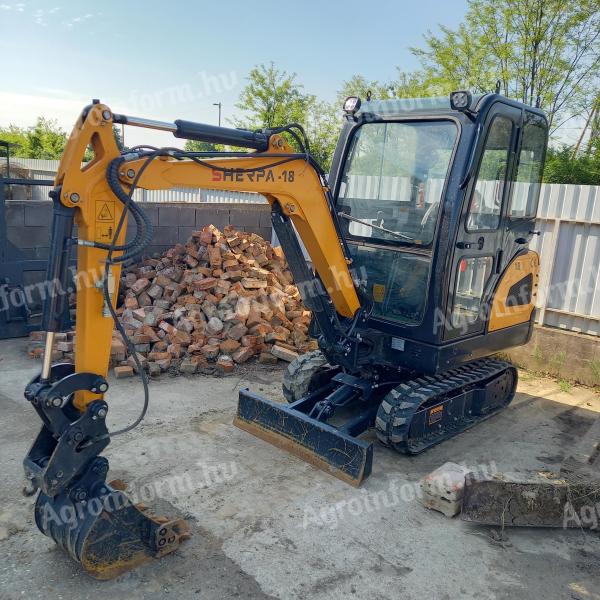 Minikotrógép eladó – Kubota motoros, 1,8 tonnás, gumihevederes