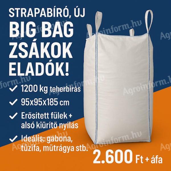 AKCIÓ!! ÚJ Big Bag zsákok eladók – 95x95x185 cm,  1200 kg teherbírás,  alsó nyílással