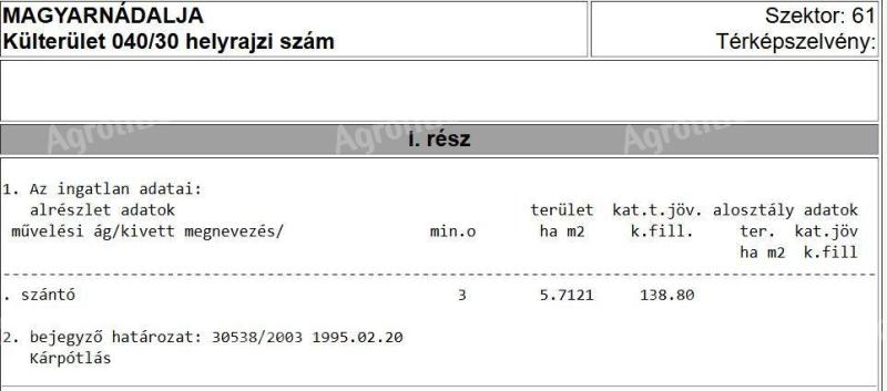 Magyarnádalja szántó 2,8560 ha