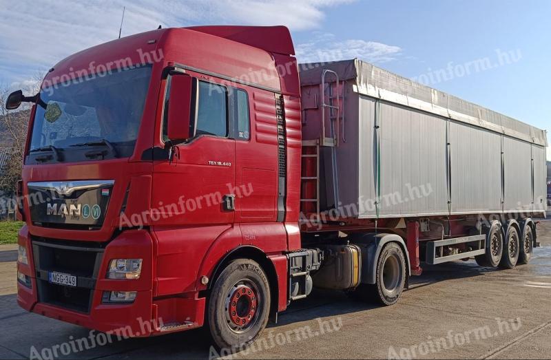 MAN TGX 18.440 + gabonaszállító félpótkocsi (55 m³)