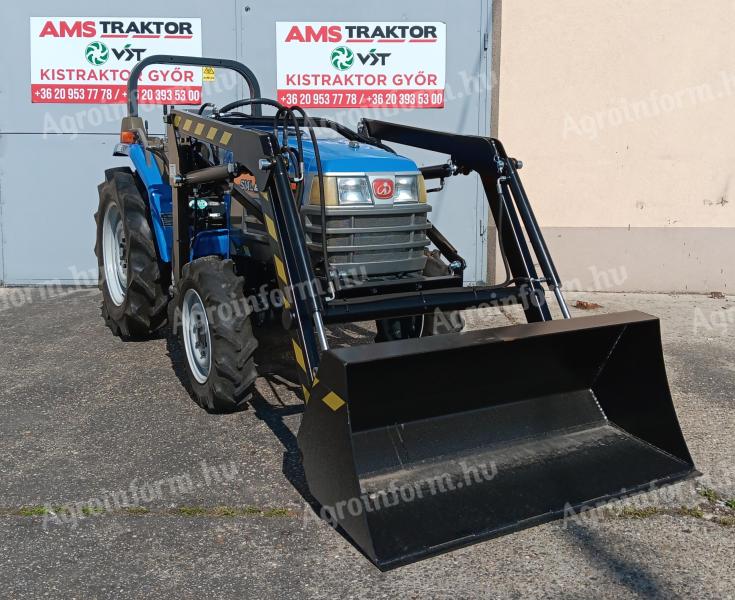 Iseki TF223 összkerékhajtású,  szervokormányos,  háromhengeres 22 LE traktor homlokrakodóval