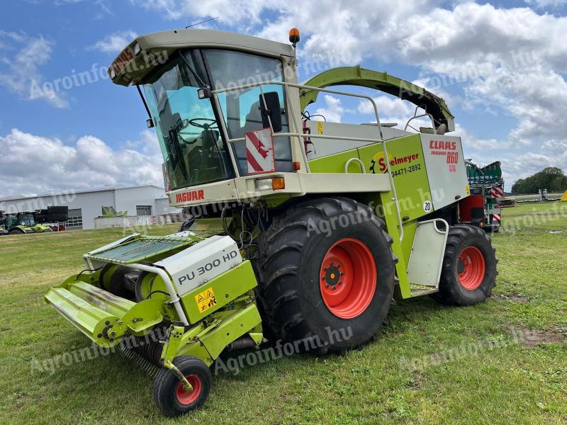 Claas Jaguar 860 járvaszecskázó - Claas PU 300 rendfelszedő adapterrel