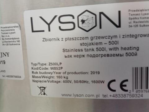 Eladó: Rozsdamentes acéltartály mézhez – fűtéssel és keverőcsigával – 500 l – LYSON W852MP Eladó: Rozsdamentes acéltartály mézhez – fűtéssel és keverőcsigával – 500 l – LYSON W852MP