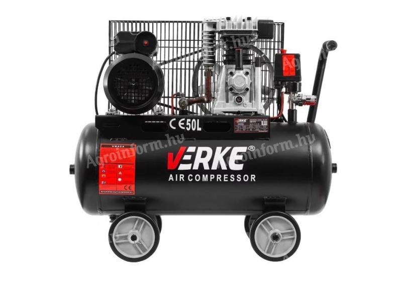 Kompresszor, 50L, 8Bar, olajkenésű, 2Le, ékszíjmeghajtású - Verke V81111 -