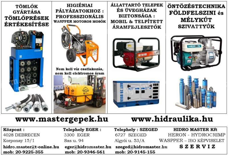 Gépek pályázatokhoz a Hidro Master Kft.-től
