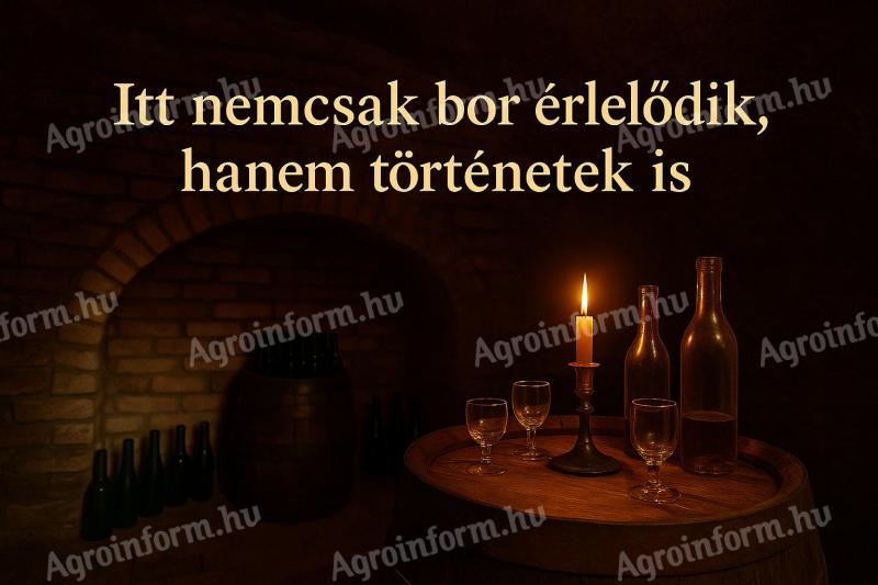 Eladó felújított borospince Bakonygyiróton – az 1800-as évekből,  gyümölcsfás telken