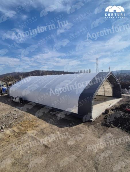 Fémvázas ház típusú csarnok, 24,4 x 46,36 x 9,75 m tárolási célra
