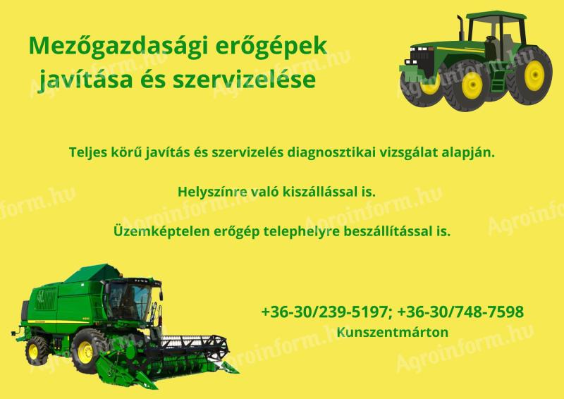 Mezőgazdasági erőgépek javítása, szervizelése
