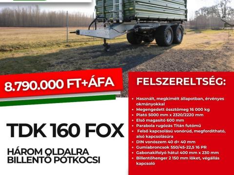 Fliegl TDK 160 FOX billenős pótkocsi használt eladó Fliegl TDK 160 FOX billenős pótkocsi használt eladó