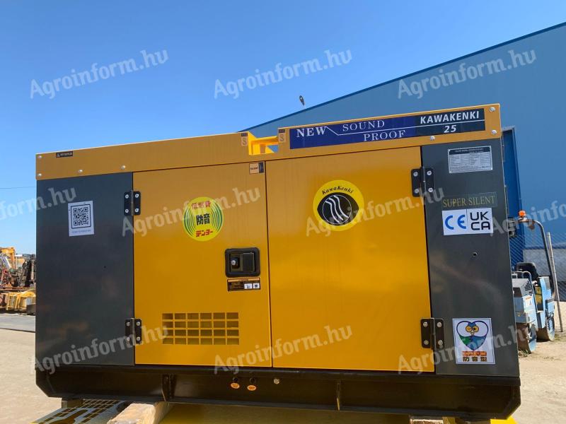Új Kawakenki KK25 generátor, aggregátor 25 kVA, háromfázisú dízelmotorral
