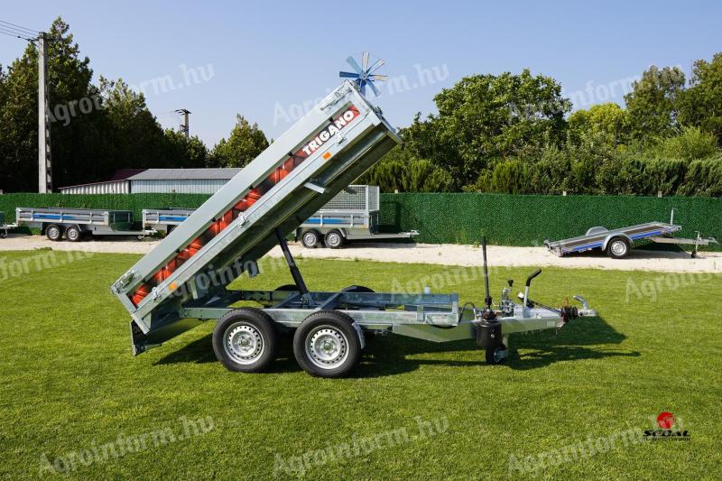 Új fékes Trigano (2500 kg) billenő platós kézipumpás utánfutó akciósan 1.799.000 Ft