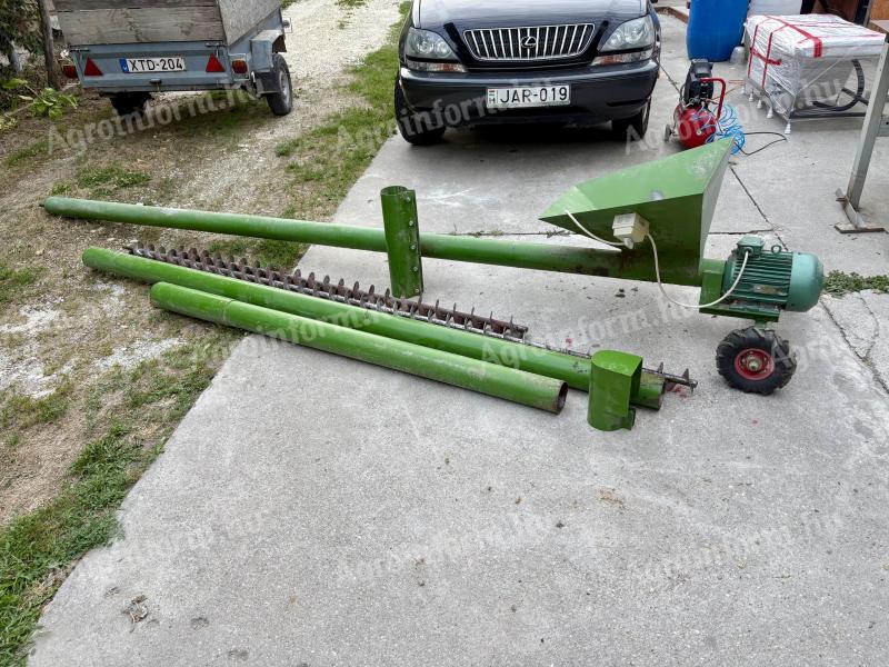 Terményszállító csiga eladó, 4 kW-os, 380 V-os motorral, hosszabbítható kivitel