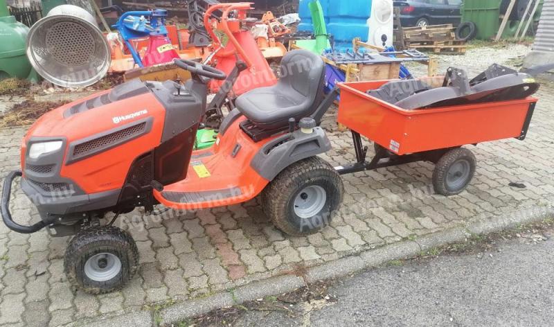 Husqvarna fűnyíró traktor pótkocsival eladó