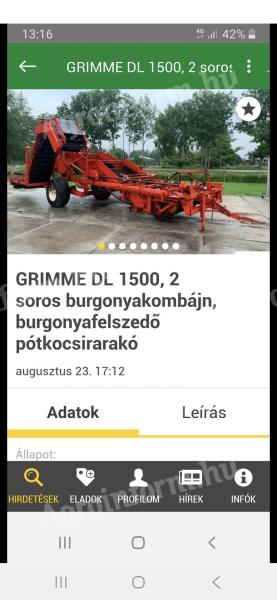 Grimme DL-1500 2 soros burgonyakombájn jó állapotban eladó