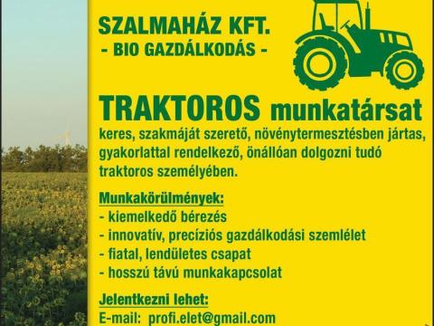 Traktoros munkatársat keresünk Traktoros munkatársat keresünk