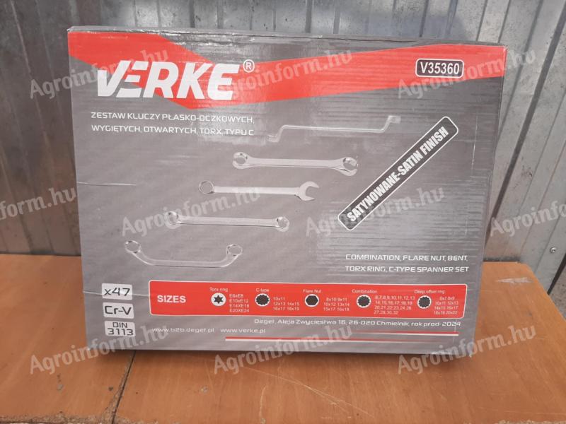 Verke csillag-villás készlet, fékcső kulcs, önindító kulcs, torx, 6–32 mm villáskulcs, 47 darabos, V35360