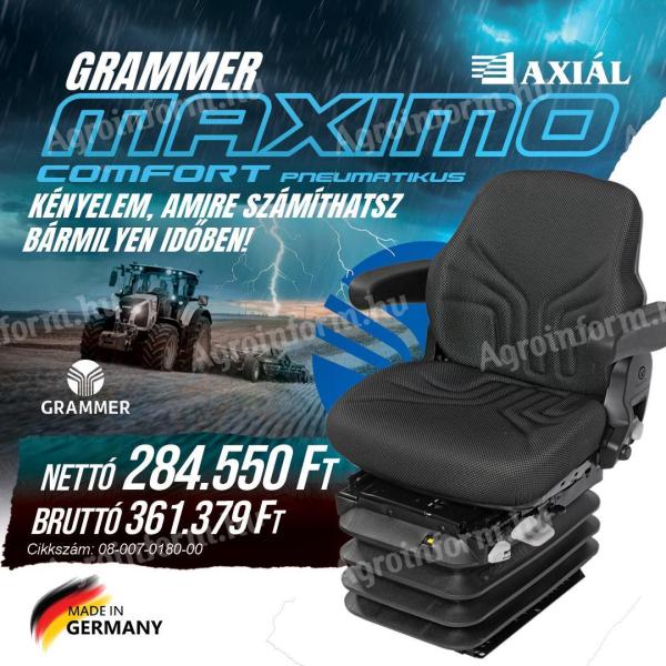 Grammer Maximo Comfort légrugós traktorülés ergonomikus kialakítással