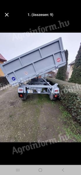 Eladó teljes körűen felújított, három oldalra billenthető pótkocsi újszerű felépítménnyel