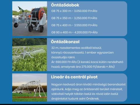 Gran_Export Kft. Öntözéstechnika, Öntöző dobok, Öntöző konzolok, Líneár és centrál pivot, Generátorok, kamerák Gran_Export Kft. Öntözéstechnika, Öntöző dobok, Öntöző konzolok, Líneár és centrál pivot, Generátorok, kamerák