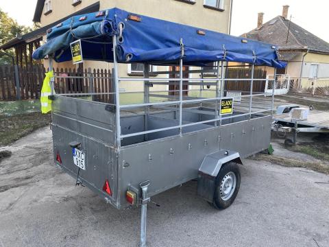 Eladó nagy teherbírású ponyvás utánfutó, 3 m hosszú, 1,5 m széles, 750 kg össztömeg Eladó nagy teherbírású ponyvás utánfutó, 3 m hosszú, 1,5 m széles, 750 kg össztömeg