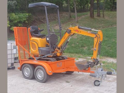 Force 210 mini árokásó Komondor pótkocsival eladó