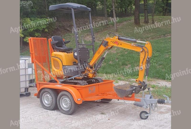 Force 210 mini árokásó Komondor pótkocsival eladó