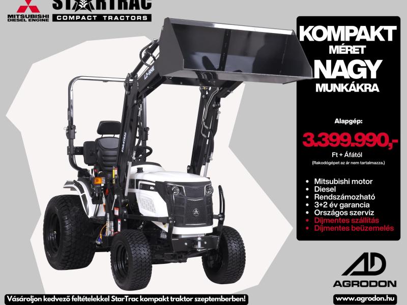 Startrac 26 M kistraktor – Agri 3+2 év garancia | Szezon akció | Mitsubishi motorral Startrac 26 M kistraktor – Agri 3+2 év garancia | Szezon akció | Mitsubishi motorral