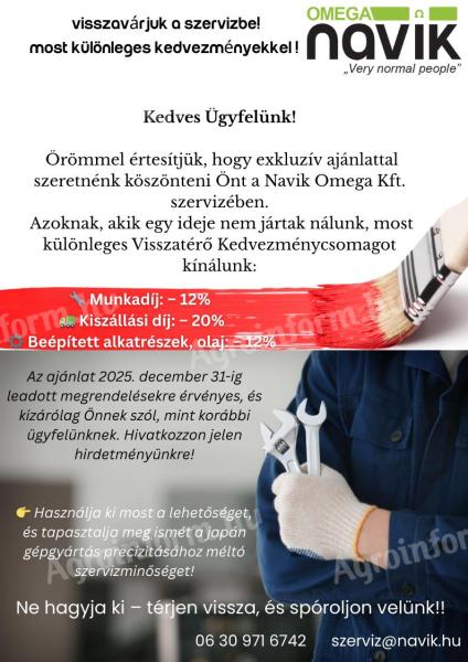 Visszavárjuk a szervizbe most különleges kedvezményekkel