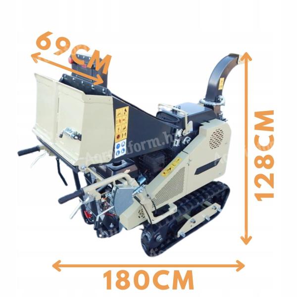 Új SZ130 típusú gumitalpas faaprító gép,  önjáró ágdaráló,  automata behúzóval,  Briggs&Stratton motorral,  13 cm átmérőig