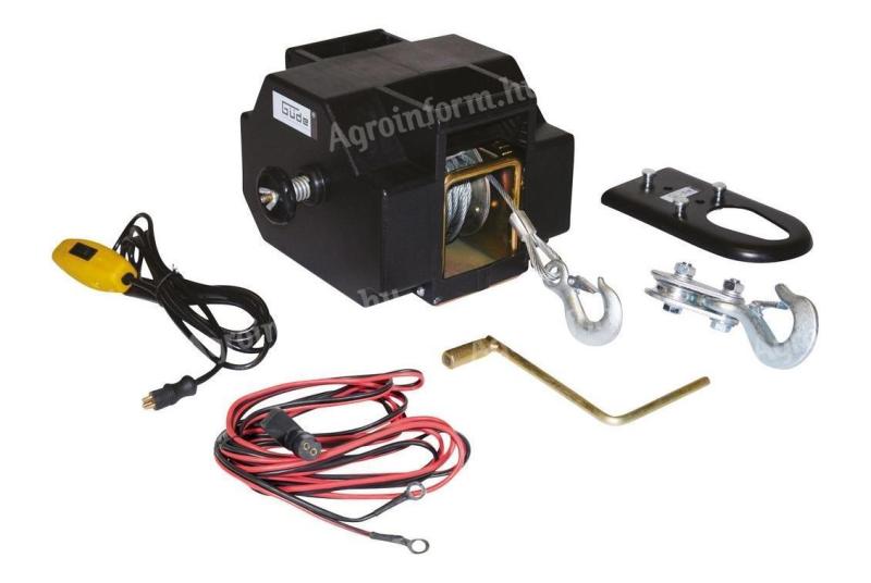 Elektromos 12V csörlő, 1360 kg / 2720 kg terhelésű, 12V autócsörlő, 9 m acélsodrony, Güde 1800/12V járműcsörlő
