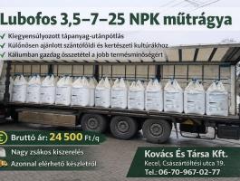 Lubofos NPK (Mg, S) 3,5-7-25-(2,5-19,5) műtrágya 500 kg big bag kiszerelésben