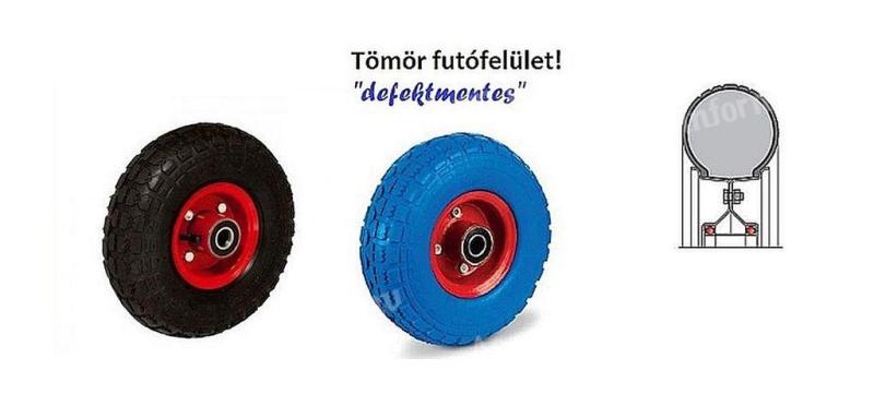 PNTG 260/20G molnárkocsi kerék – 260 mm tömör poliuretán futófelülettel, fémfelni és dupla golyóscsapágy, defektmentes, tartós és halk gördülés