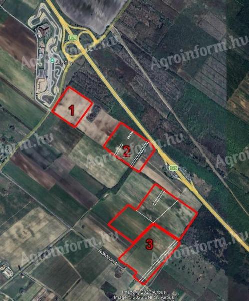 Örkény 47 hektár beépítetlen ipari telek kiváló közművesítettséggel logisztikai és gazdasági célokra