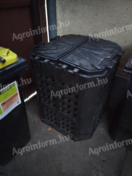 Műanyag komposztáló láda, fekete, 360 l – eladó