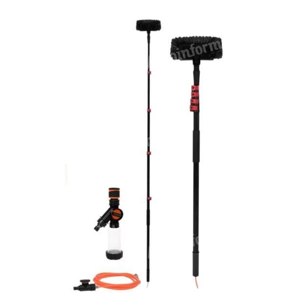 Teleszkópos napelem tisztító alumínium mosókefe vegyszeradagolóval, 4,6 m