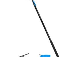 Teleszkópos napelem tisztító alumínium mosókefe vegyszeradagolóval, üveglehúzóval, 6,5 m