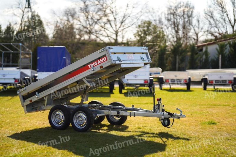 Új Trigano (750kg-os) billenő platós - kézi pumpás - alsókerekes utánfutó most 1.215.000 Ft helyett 1.119.000 Ft