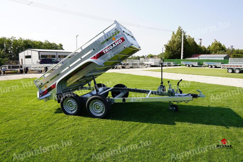 Új fékes Trigano (1500kg-os) billenő platós,  kézipumpás utánfutó most 1.542.000 Ft helyett bruttó 1.465.000 Ft