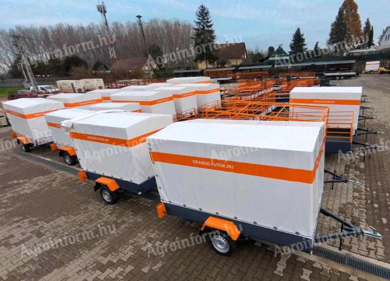 Új ponyvás utánfutó eladó készletről! 130x220 cm,  laprugós,  KNOTT futóműves