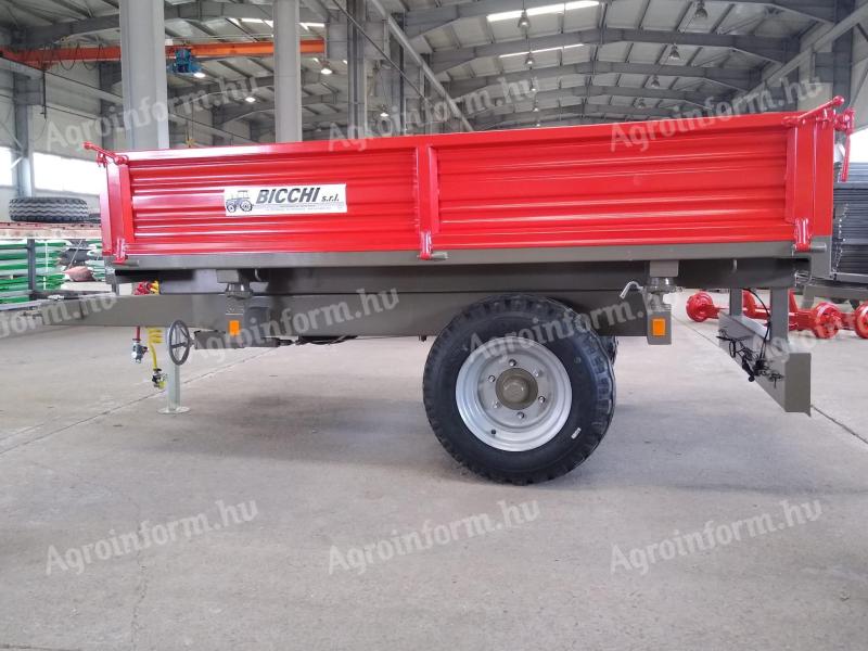 Bicchi BRT 225 egytengelyes pótkocsi – háromoldalú hidraulikus billenős pótkocsi 4200 kg össztömeg