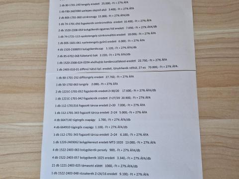 MTZ alkatrészek eladók