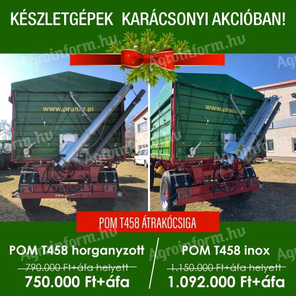 Eladó új POM T458 saválló (inox) hidraulikus átrakócsiga,  műtrágyaszóró- és vetőgépfeltöltő csiga,  vetőmagfeltöltő csiga