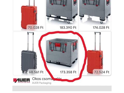 Új, német AUER BigBox ipari műanyag tárolóláda eladó. 120×80×100 cm, Euro raklap méret, összehajtható, rakatolható kivitel Új, német AUER BigBox ipari műanyag tárolóláda eladó. 120×80×100 cm, Euro raklap méret, összehajtható, rakatolható kivitel