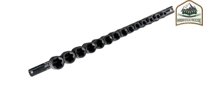 Genius légkulcsfej készlet, E-torx, 1/2", 14 darabos, TI-414