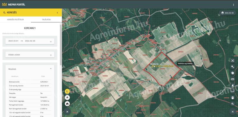 Jó minőségű, 1,67 hektáros szántó (1/1 tulajdon) eladó Tésen – 20,9 AK/ha