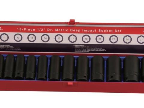 Genius légkulcsfej készlet, metrikus, hosszú, 1/2", 13 darabos