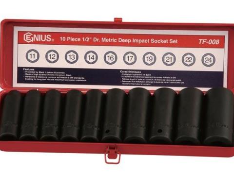 Genius légkulcsfej készlet, metrikus, hosszú, 1/2”, 10 darabos